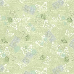 Light Green - Tossed Postage and Butterflies